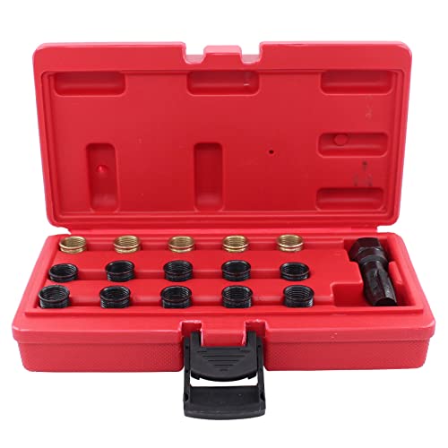 Zündkerzen Gewinde Reparatur Satz M14x1,25 Gewindereparatursatz Gewindeeinsätze Gewindebohrer Gewindebuchsen Gewindehülse Reparatursatz mit Koffer für Zündkerzenhalter Zündkerzengewinde 14mm x 1,25