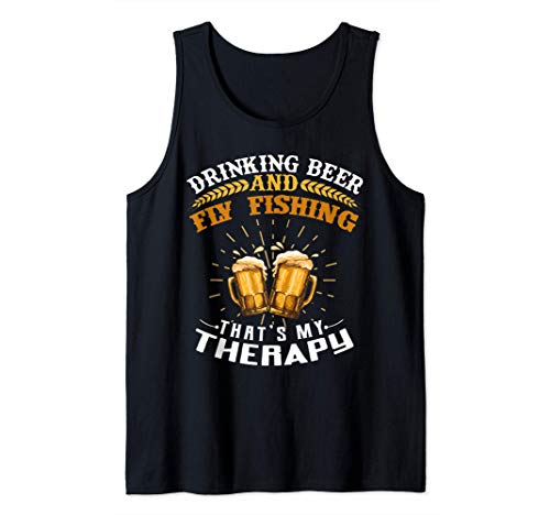 Drinking Beer And Fly Fishing That's My Therapy Funny Camiseta sin Mangas