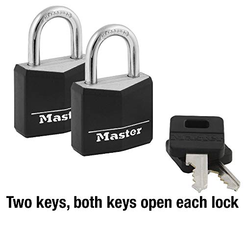 Master Lock 131T Covered Aluminum Padlocks, Black, 2 Pack, Keyed Alike - Image 4