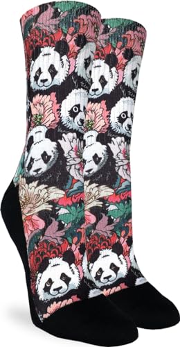 Good Luck Sock Womens Floral Pandas Socks Adult Shoe Size 5-9