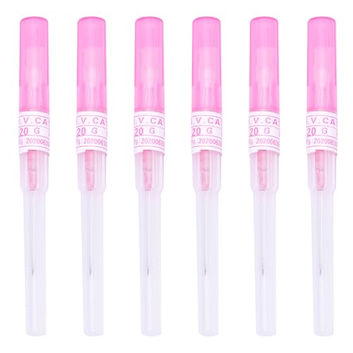 AceFun Pink Piercing Nadeln 6 Stück gemischt IV Katheter Piercing Nadel 20G(0.8mm) Nadeln Ohr Nase piercing needle mit kanüle hohle Nadeln für Lippe Zunge Bauch Knorpel Piercing Set