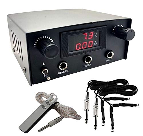 DGT Digital Dual Tattoo Machine Power Supply Kit w/ 2 Clip Cord & Foot Pedal