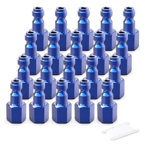 GASHER 20PCS Aluminum 1/4-Inch NPT Male Blue Industrial Air Plug, Pneumatic Plugs (T-Style)