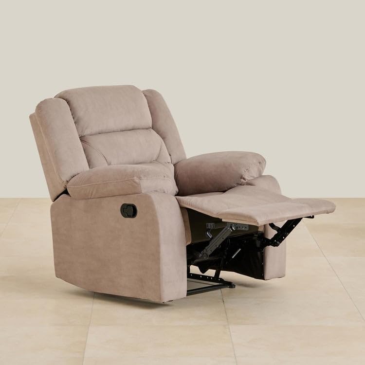 Image of Home Centre | Helios Cairo | Fabric | Solid Wood | 1 Seater Recliners | Beige | 2 Years Warranty