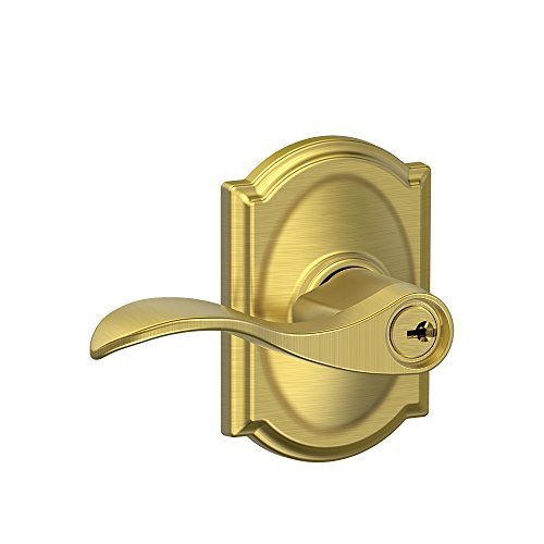 SCHLAGE Accent Keyed Entry Door Handle, Reversible, Satin Brass