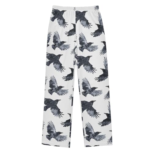 Pajama Pants Black Birds PJ Bottoms Sleepwear Lounge Sleep Pant with Pockets