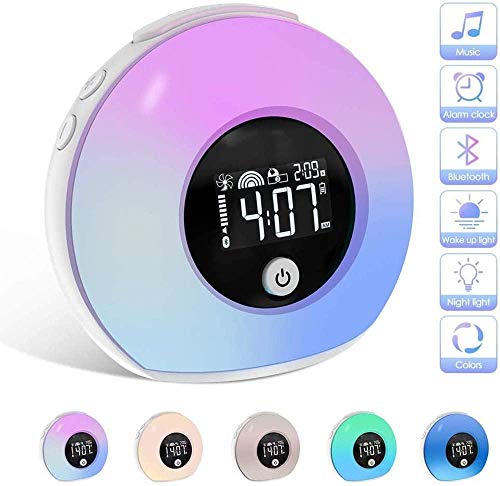 Wecker Nachtlampe Bluetooth-Lautsprecher Nachttischlampe mit exquisiten Cartoon niedlichen Nachttischwecker MP3-Musik-Player FM-Radio