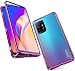Produktbild Orgstyle Hülle für Oppo A94 5G / A95 5G / Reno 5Z, Magnetische Hartglas Hülle mit Vorderseite und Rückseite, Metallrahmen Case mit Eingebaut Magnet, Ultra Dünn 360 Grad Handyhülle, Lila