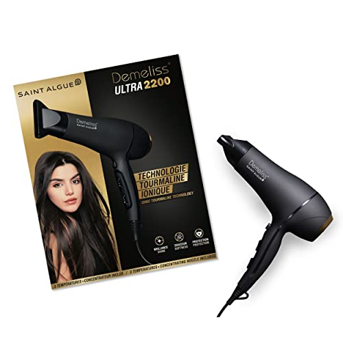 Demeliss Saint Algue Sèche Cheveux ULTRA 2200W - 2 Vitesses, 3 Températures - Technologie Tourmaline - Concentrateur Inclus - Cheveux Brillants, Coiffure...