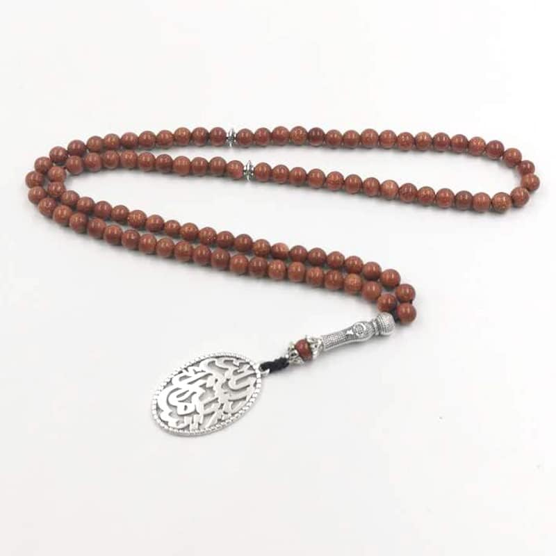 Tasbih Natural Sandstone 6mm 99beads Muslim Prayer Beads Misbaha Islamic Rosary Ramadan Eid Gift (8mm x 99beads)