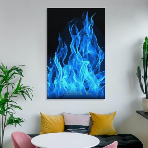 Impression sur toile flamme bleue décoration murale maison