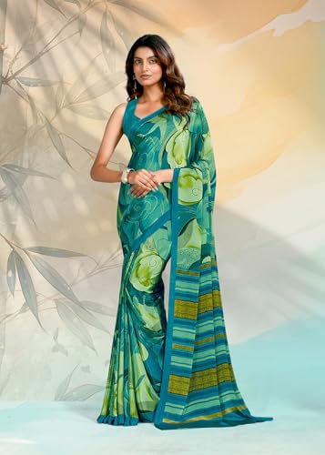 Image of Jaanvi fashion Women's Crepe Silk Saree with Unstitched Blouse Piece | Soft Lightweight Traditional Ethnic Wear Saree for Party, Wedding, Festival