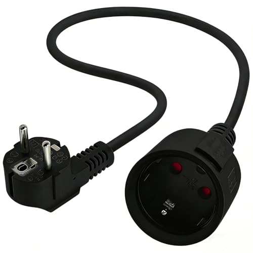 Schuko Verlängerungskabel Kurz Schutzkontakt Verlängerungskabel Schwarz 16A /250V Netzkabel Steckdosenverlängerung 3x1 5 mm 16A 250V IP44 Für Zuhause Büro Außenbereich 90 Grad