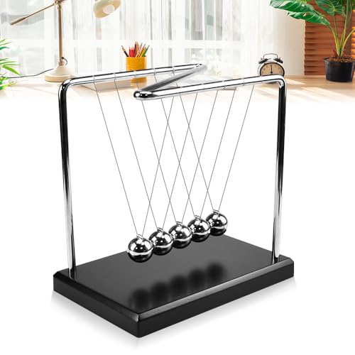 XRPRPX Péndulo de Newton con 5 Bolas de Equilibrio, Péndulo de Equilibrio con Base de Madera Adorno para Escritorio de Oficina Péndulo de Bolas Grande de 18 x 12 x 18 cm para Hacer Experimentación
