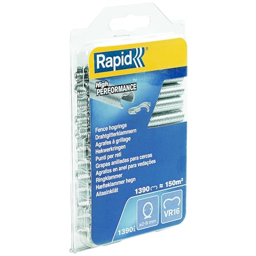 Rapid Zaun-Ringklammern VR16 Verzinkt, 1.390 Stk., zur Befestigung von Spanndrähten an Zäunen, für FP216 und FP20 Zaunzange
