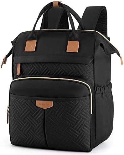 BAGSMART Travel Backpack for Women, Laptop Backpack Fits 15.6 Inch Computer, Teacher Backpack Nurse Bag, Bookbags with Charging Port Hole for College School Work Business, Black