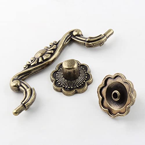 Uenhoy 6 Pcs 3 Inch Bail Handle Drop Pulls Vintage Drop Bail Drawer Pulls Antique Bronze Cabinet Pull Handles (3" Hole Spacing, 4" Total Length) - Image 3