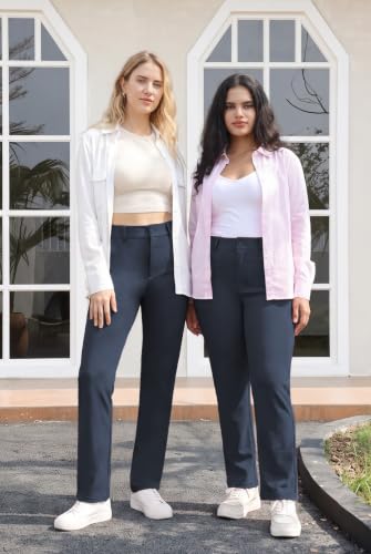 Image of Bamans Dress Pants Women Work Business Office Straight Leg Slacks