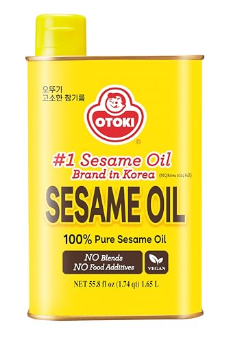 OTTOGI 100% Pure Premium Roasted Sesame Oil, Toasted to Perfection, Rich & Nutty Flavor for Cooking, Stir-Fry, and Dressings,Traditional Korean Style Oil, 1650ml (56.0 fl oz)
