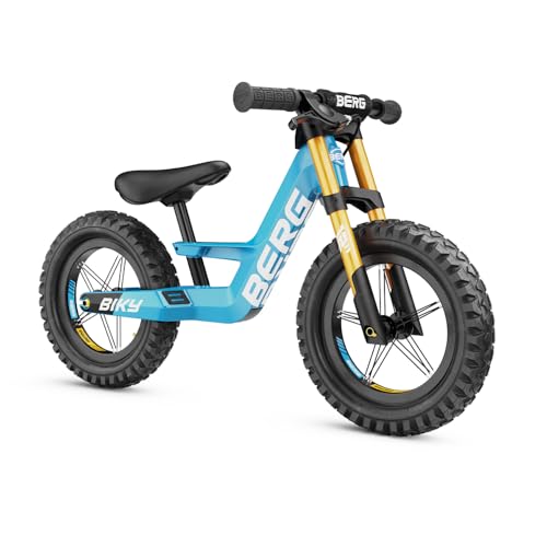 Berg Biky Cross Azul | Bicicleta sin Pedales para niños Desde 2 años | Ruedas 12 Pulgadas | con Freno de Mano | Diseño Seguro y Ligero | Ajustable para Crecimiento