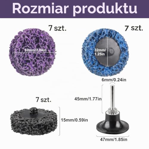 ROSYLEVE 21 szt. Tarcza czyszcząca do szlifowania, 50 mm, gruba tarcza czyszcząca, do szlifierek kątowych, spawów rdzy, czyszczenia i usuwania utleniania, fioletowy/niebieski/czarny