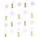 Mybbshower Pink Gold One and Star Garland (20 Feet Long) for Girls First Birthday Party Decoration Backdrop Photo Prop