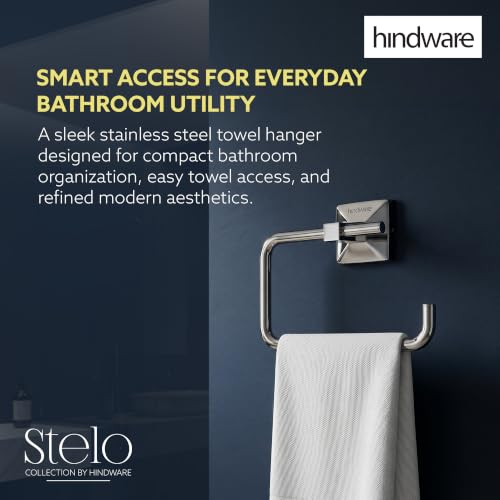 Image of Hindware Stelo Towel Hanger for Wash Basin | Superior Stainless Steel | Space Saving Napkin Holder | Mirror Like Chrome Finish | Corrosion Resistant | Dimension(mm):197 * 74 * 146 | 1-Year Warranty