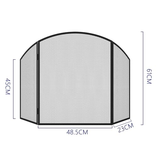Kingson Schwarzer Kaminschutz, 96,5 x 61 cm, Feuerschutz für Holzbrenner und Holzbrenner, Baby-Sicherheitskaminschutz, Kamingitter für offenes Feuer