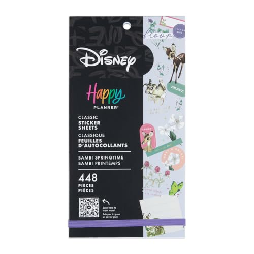Happy Planner Disney Sticker Pack for Calendars, Journals, and Planners, Easy-Peel Stickers and Scrapbook Accessories, Bambi Springtime Theme, Classic Size, 30 Sheets, 448 Total Stickers