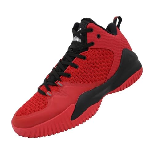 PEAK Zapatillas de baloncesto para hombre, transpirables, antideslizantes, para exteriores, acolchadas, para entrenamiento y fitness, Rojo -, 44.5 EU