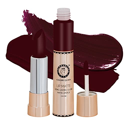 Image of Colors Queen 2 in 1 Matte Lipstick | Lip Matte | Long Lasting Gloss, Waterproof, Non Transferable| (17 - Bridal Maroon, 8g)