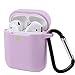 Funda AirPods Silicona Compatible con AirPods 2 & 1, KOKOKA Fundas Protectora de Silicona para AirPods [LED Frontal Visible][Funciona con Carga inalámbrica] con Correa Anti Pérdida-Lavanda
