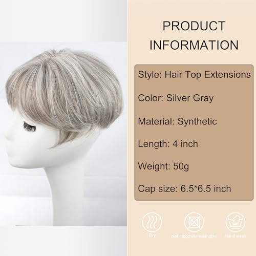 Image of PORSMEER Hair Toppers for Women Short Pixie Cut Pieces for Women with Thinning (Silver Grey)