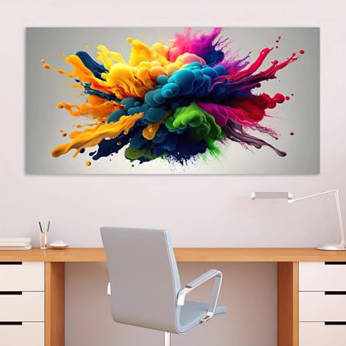 Toile abstraite de salon avec impression giclée colorée de 75x150