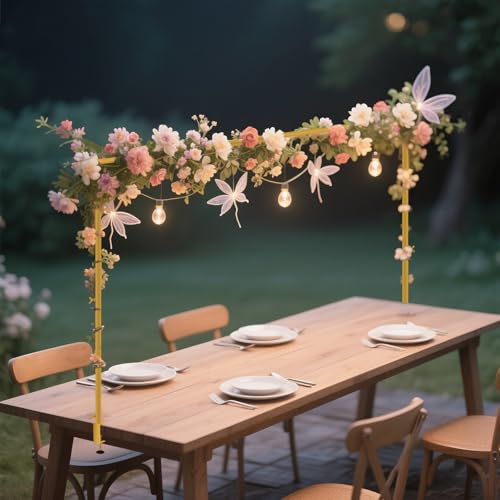 ANTREATU Adjustable Over the Table Rod Stand with Clamps - H71-119cm L150-250cm Over Table Display Bar Table Hanging Rail for Balloons Party Wedding Decorations