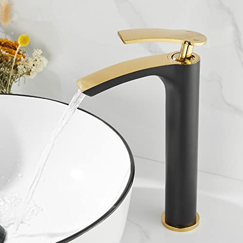 Robinet de bassin noir et laiton mitigeur eau chaude froide