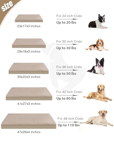 Image of KSIIA Orthopedic Dog Bed for Extra Large Dogs with Waterproof, Khaki, 47x29 | Deluxe Soft Plush Dog Crate Bed, Washable Pet Mat with Removable Cover & Egg Crate Foam for Extra Large Dogs Sleeping