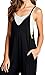 Loving People Solid Spaghetti Strap V Neck Loose Fit Capri Jumpsuit, Medium, Black