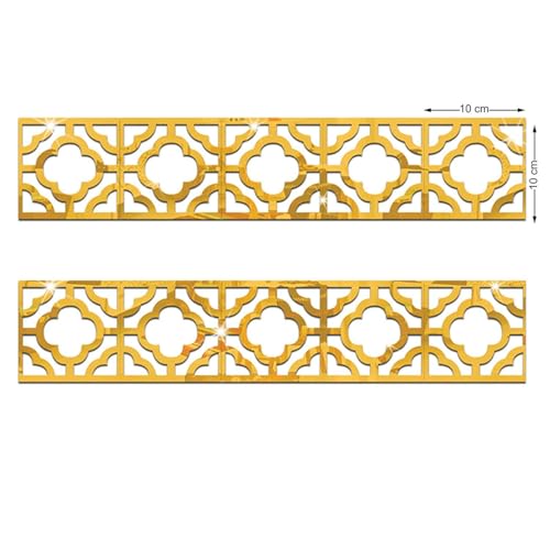 Image of Bikri Kendra - 25 Border Golden Decorative Mirror Stickers for Wall, Wall Mirror Stickers, 3D Acrylic Stickers Wall Stickers for Hall Room, Bed Room, Kitchen Living Room Kids Room.