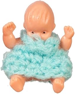 Melody Jane Dolls Houses Dollhouse Small Baby Doll Sitting in Blue Miniature People Nursery Accessory