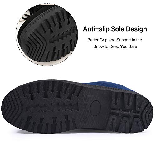 Susanny Suede Flat Platform Sneaker Shoes Plus Velvet Winter Women's Lace Up Blue Cotton Snow Boots 9.5 B (M) US