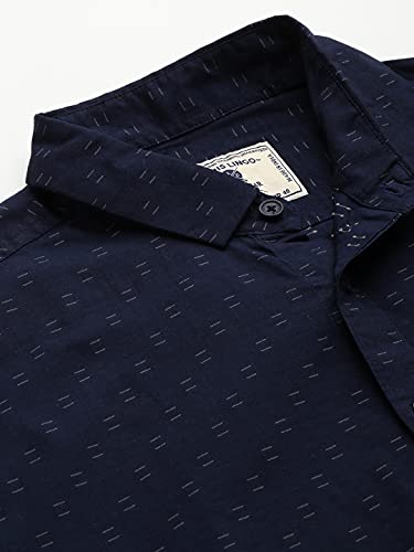 Image of Dennis Lingo Men's Dobby Print Slim Fit Cotton Casual Shirt