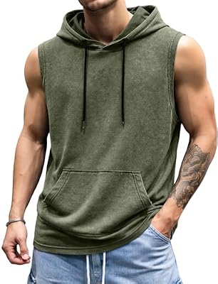 Men's Vintage-Style Sleeveless Hoodie