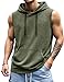 JMIERR Mens 2026 Vintage Washed Sleeveless Hoodie Tank Top Cotton Muscle Workout Gym Streetwear Shirt Green