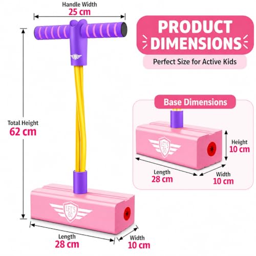 Image of Kids Pogo Jumper for Ages 3+, Foam Pogo Stick with Bungee Cord & Squeaky Sound, Bouncing Balance Toy for Toddlers & Kids, Indoor Outdoor Active Play Toy, Pack of 1