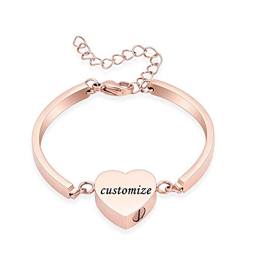 shajwo Cremation Bracelet for Women Stainless Steel Heart Custom Name Urn Cuff Bangle