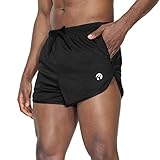 Herren Sport Shorts Schnell Trocknend Kurze Sporthose mit Reißverschlusstaschen und Innenslip (Schwarz-b L)