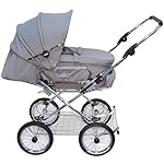 Eichhorn Kombikinderwagen mit Lederriemengestell inklusive Schieberhöhenverstellung und fester Tragetasche (LuxVariante), Stoff Grau (ECCO-Rad)