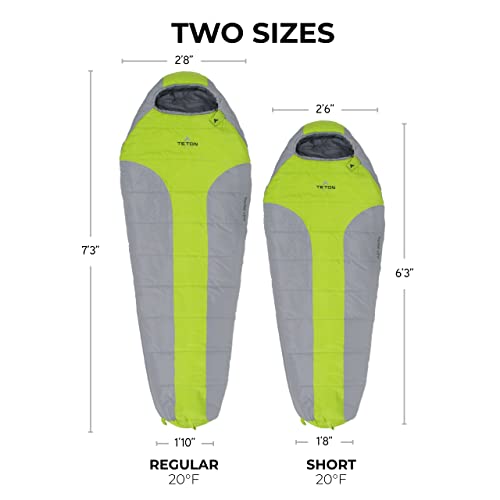 Image of Teton 20F and 5F Degree Sleeping Bag; Lightweight, Warm Weather Mummy Sleeping Bags for Adults and Kids, Camping, Backpacking, Hiking