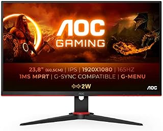 AOC Gaming 24G2SPAE - 24 Inch FHD Monitor, 165Hz, 1ms MPRT, VA, AMD FreeSync Premium, Speakers, Low input Lag, Shadow control (1920 x 1080 @165Hz, 350 cd/m², HDMI 1.4/DP 1.2)